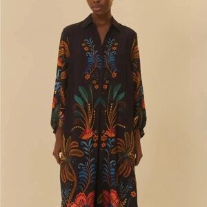 FARM Rio Black Dress with Vibrant Floral Design